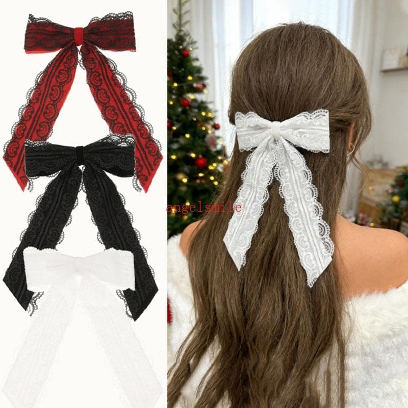 Melhor Seda Coração Laço Bowknot Grampo Cabelo Legal Charme Fecho Design Cocar Foto