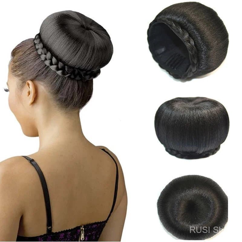 Grande Coque de Cabelo Sintético Resistente ao Calor, Coque Trançado, Acessórios de Cabelo, Donut, Peruca de Rabo de C