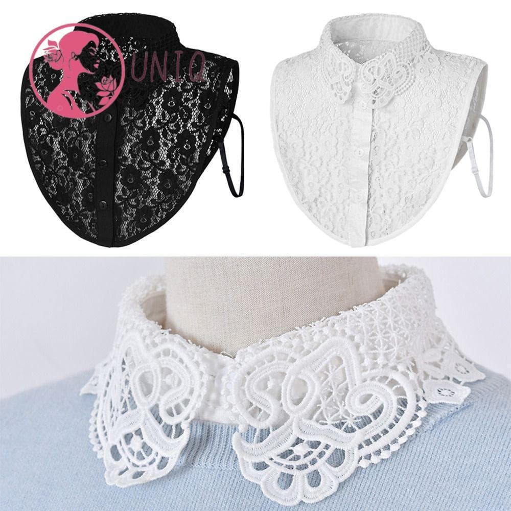 UNIQ Colar Falso Destacável , Renda DIY , Decote Lapela Meia Camisa Feminina Meninas