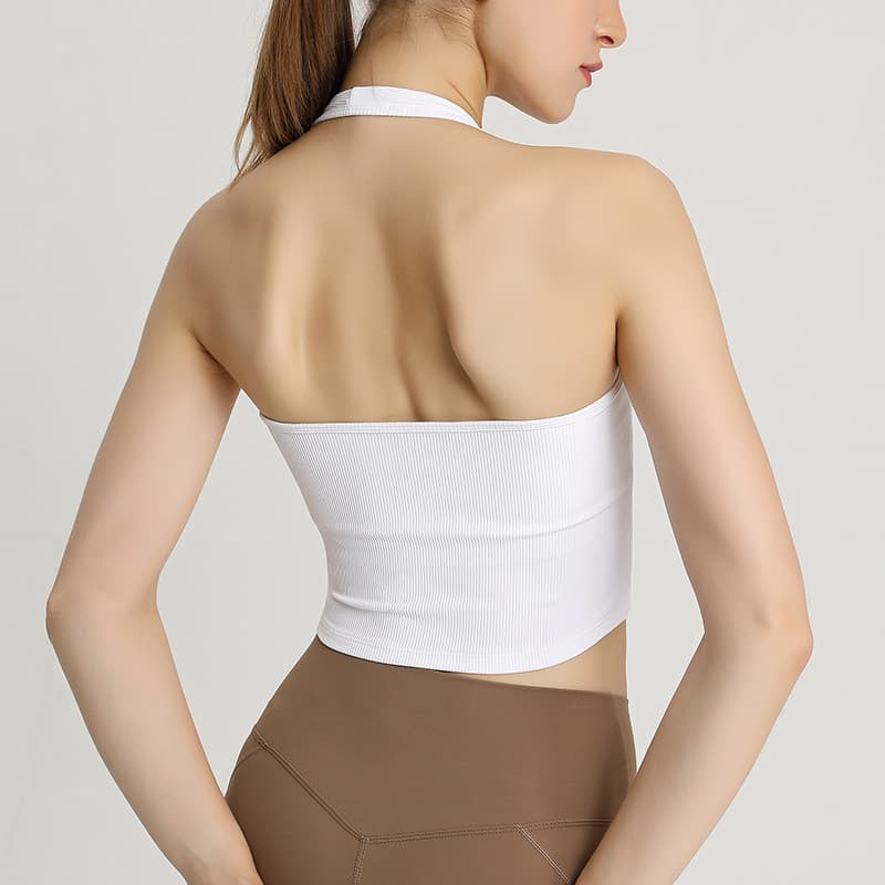 2023 copo fixo superior Halterneck colete feminino Fitness copo de uma peça esportes roupa interior colete estilo almofa
