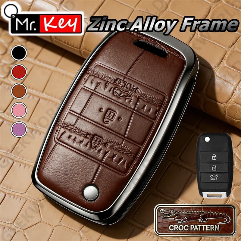 [Mr.Key] Capa Flip Para Chave De Carro Com Padrão De Crocodilo KIA RIO 3 K2 K3 K4 K5 Sportege Picanto Optima Soul Sorent