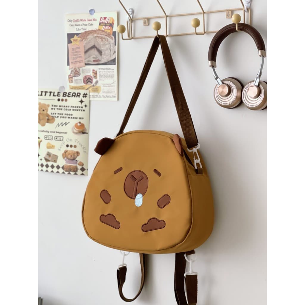 Mochila mensageiro multifuncional de um ombro, mochila pequena para crianças, escola primária, Kapibara, fofa, viagem, e