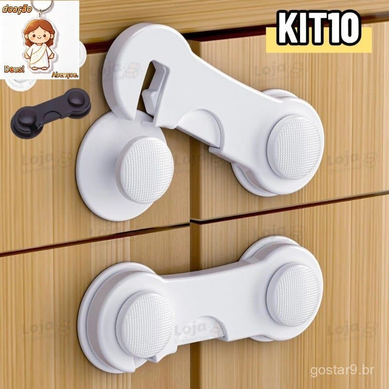 Kit 10/5/2 Trava de Gaveta Multiúso Trava Armario Porta Seguranca Bebe Anti-colisão infantil-LU