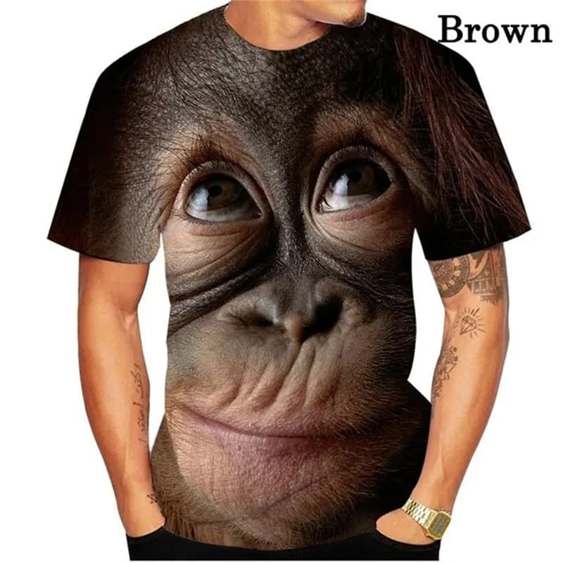2026 Homens Impressão 3D Engraçado Gorilas Macaco Gráfico T Camisas Animais Camiseta Roupas Femininas Verão Moda Manga C