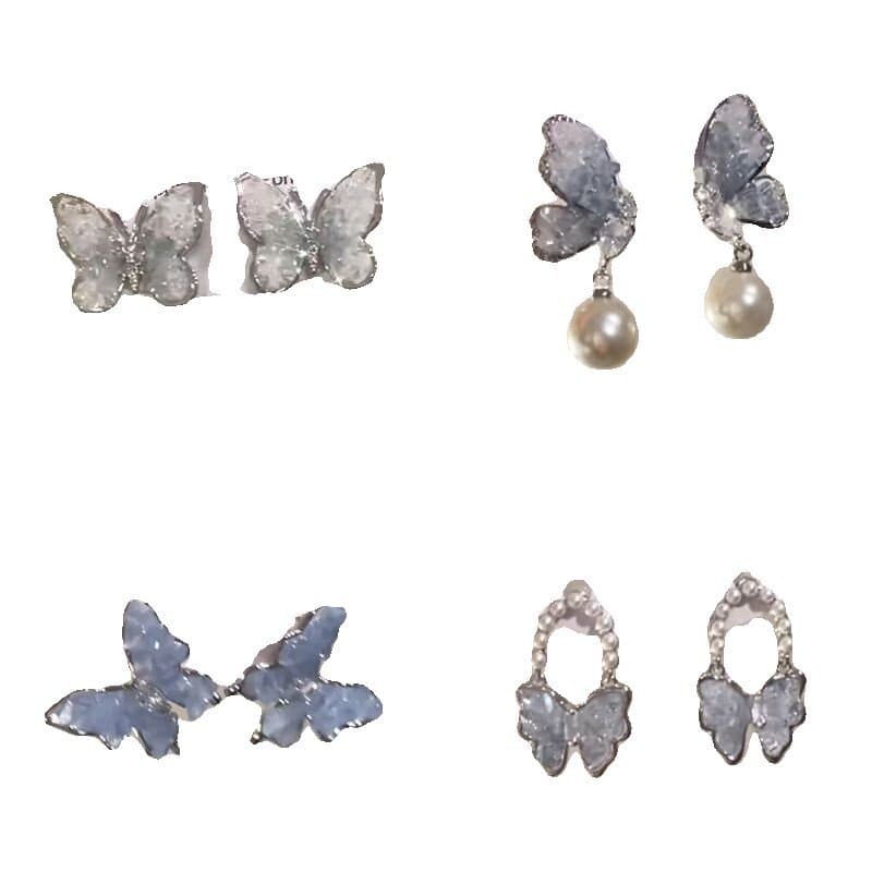 Dança ~ ~ luz de cristal luxo High-End temperamento borboleta brincos requintado nicho brincos sem clipes de orelha perf