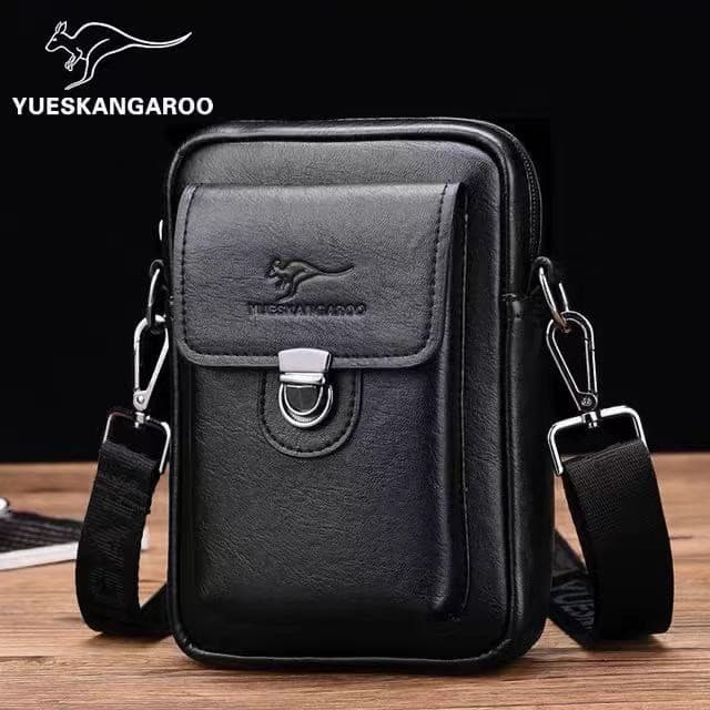 2025 Novo Estilo Bolsa de Ombro de Couro Macio Bolsa para Celular Bolsa Mensageiro Cinto de Desgaste Bolsa Masculina Mul