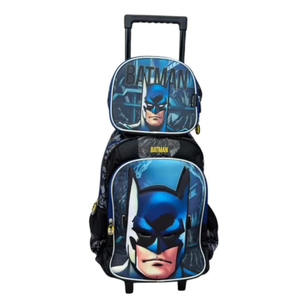 Kit Mochila De Rodinha E Costas E Lancheira Batman Luxcel