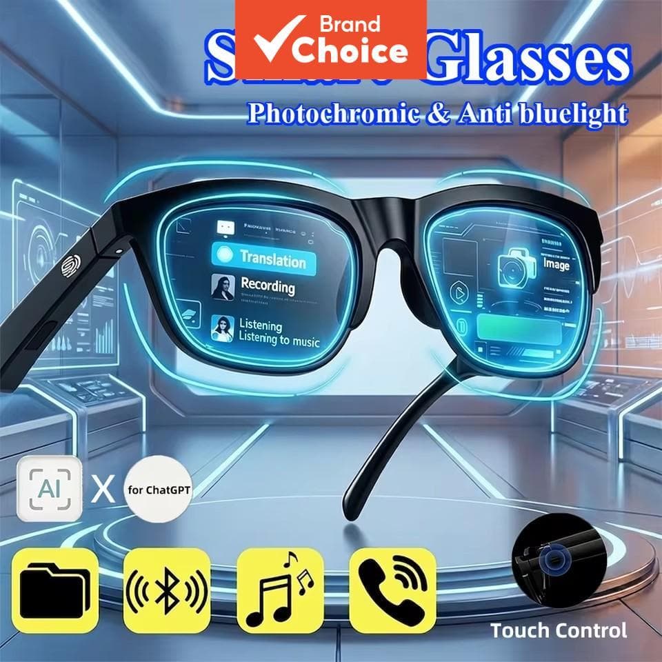 Óculos Inteligentes Fotocromáticos Anti-Luz Azul Bluetooth V5.3 Fones de Ouvido Chamada HIFI Masculino Feminino Óculos