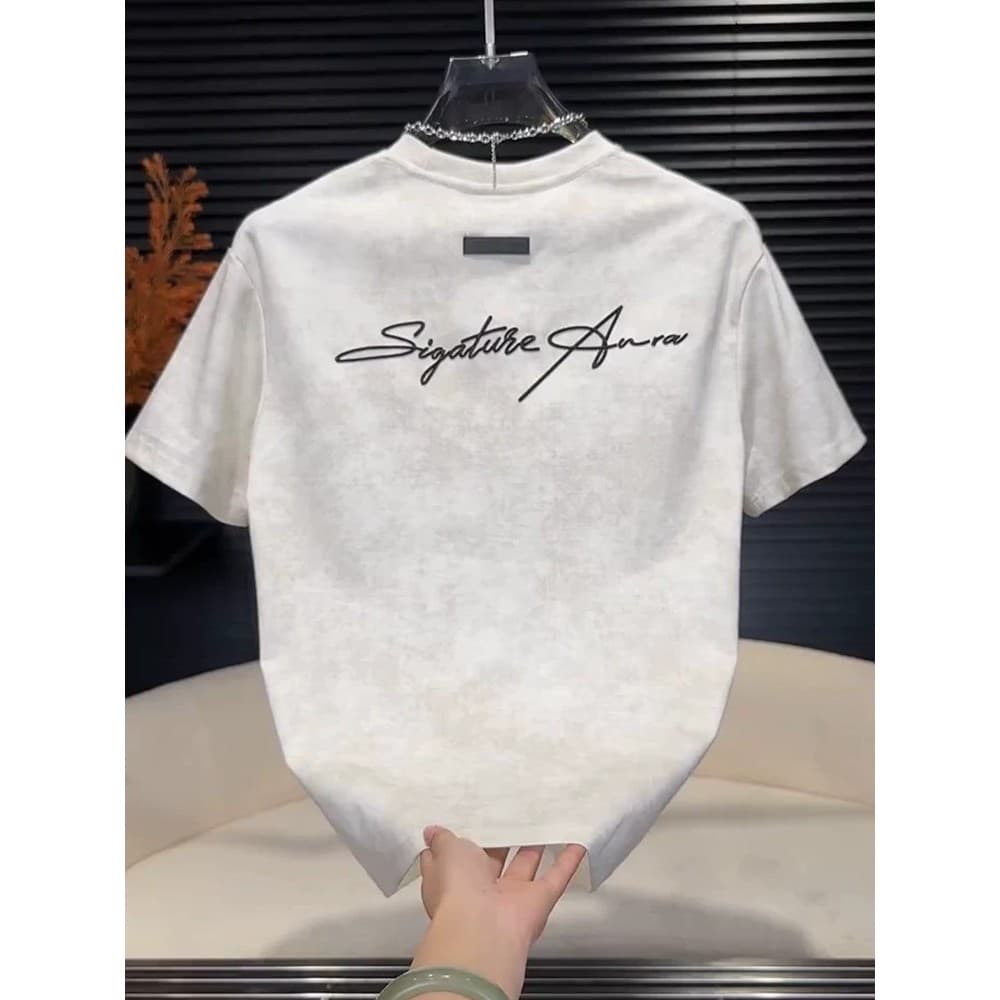 Estilo de dinheiro antigo Tie-Dye camiseta de manga curta masculina verão versão coreana meia manga camiseta masculina s