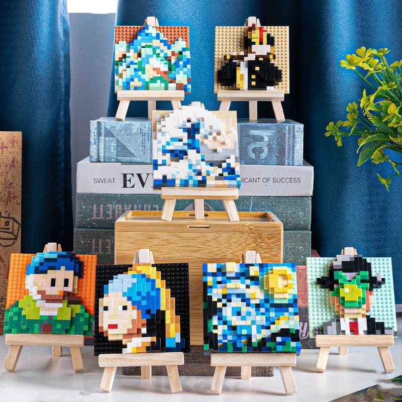 Pinturas Famosas 3D Pixel Arte Blocos De Construção Criativo Van Gogh Céu Estrelado Micro Brinquedos DIY Presente Das Cr