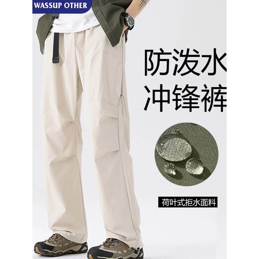 WASSUP ISSUE Macacão Masculino Outono Inverno Jaquetas de Escalada Retas Soltas Calças Casuais de Perna Larga Estilo Mas