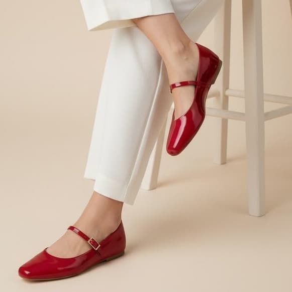 Sapatilha Feminina Mary Jane Confortável Luxo Elegante Sapato Feminino Boneca  Bico Quadrado Malbec