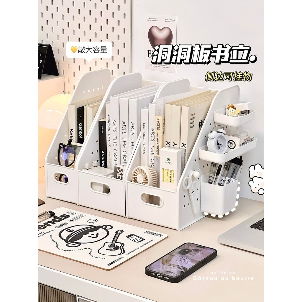 Caixa de armazenamento de livros de mesa buraco placa caneta titular prateleira mesa de escritório organizar Rack de arm