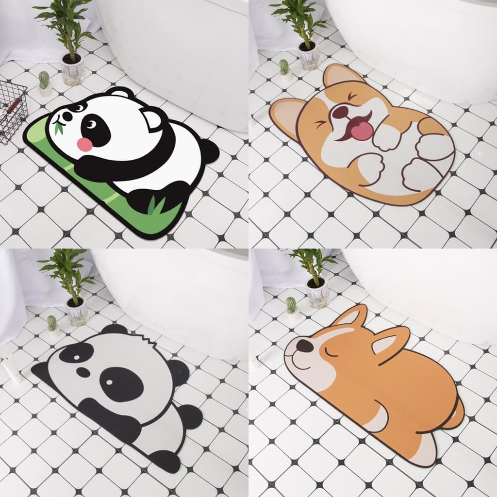 Panda Diatom lama tapete de porta do banheiro banheiro absorvente de água de secagem rápida antiderrapante bonito dos de