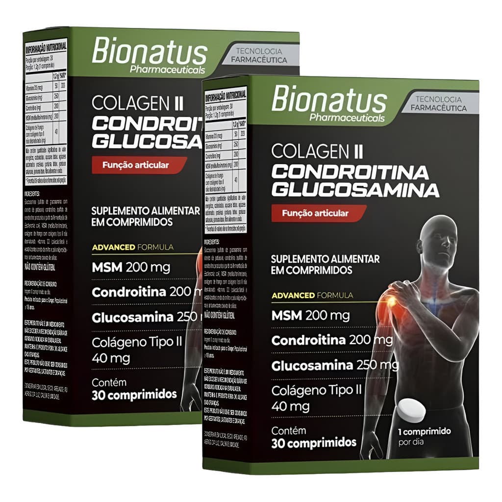Kit 2x Colagen Ii Condroitina + Glucosamina Bionatus 30 Comp