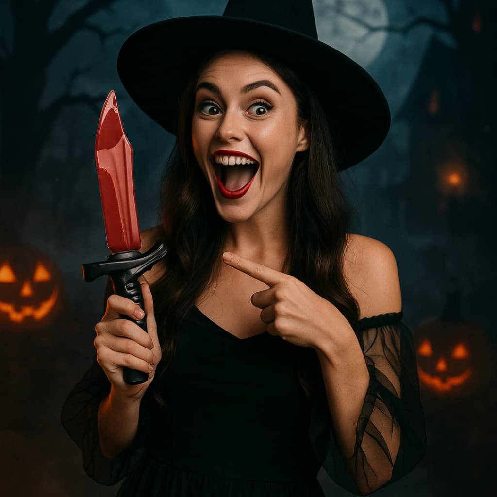 Faca Halloween Festa com Sangue Dentro Fantasia Bruxa Brincadeira Blade Jason Falsa de Mentira