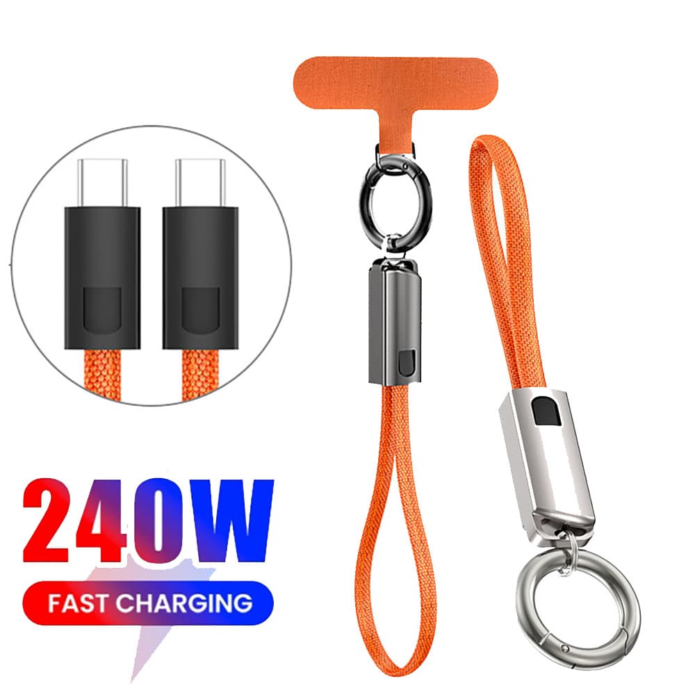 Chaveiro Elough 36CM PD240W Type C Para Cabo De Carregamento Super Rápido 5A USB Curto Fio