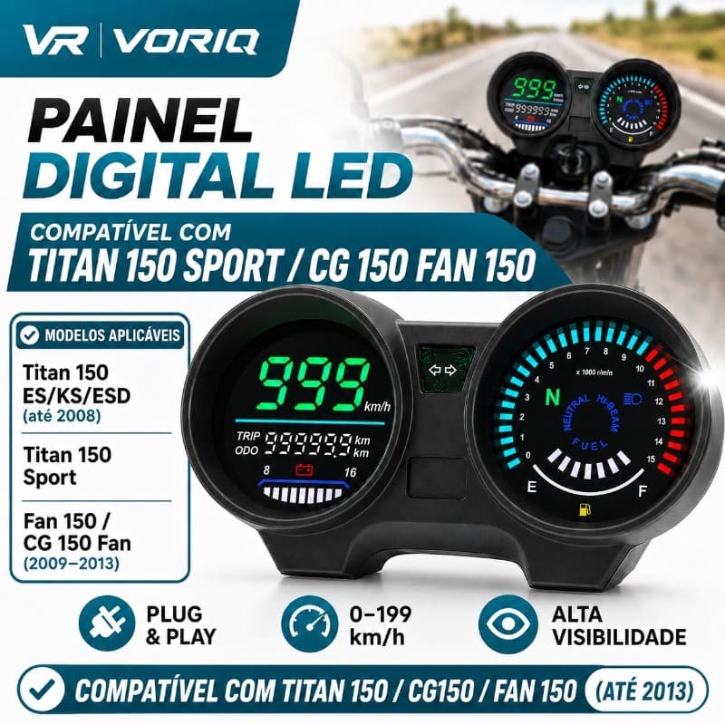 Titan 150 até 2008 Painel Digital LED Velocímetro CG150 Fan 150 2009 a 2013 Resistente Motocicleta Dashboad
