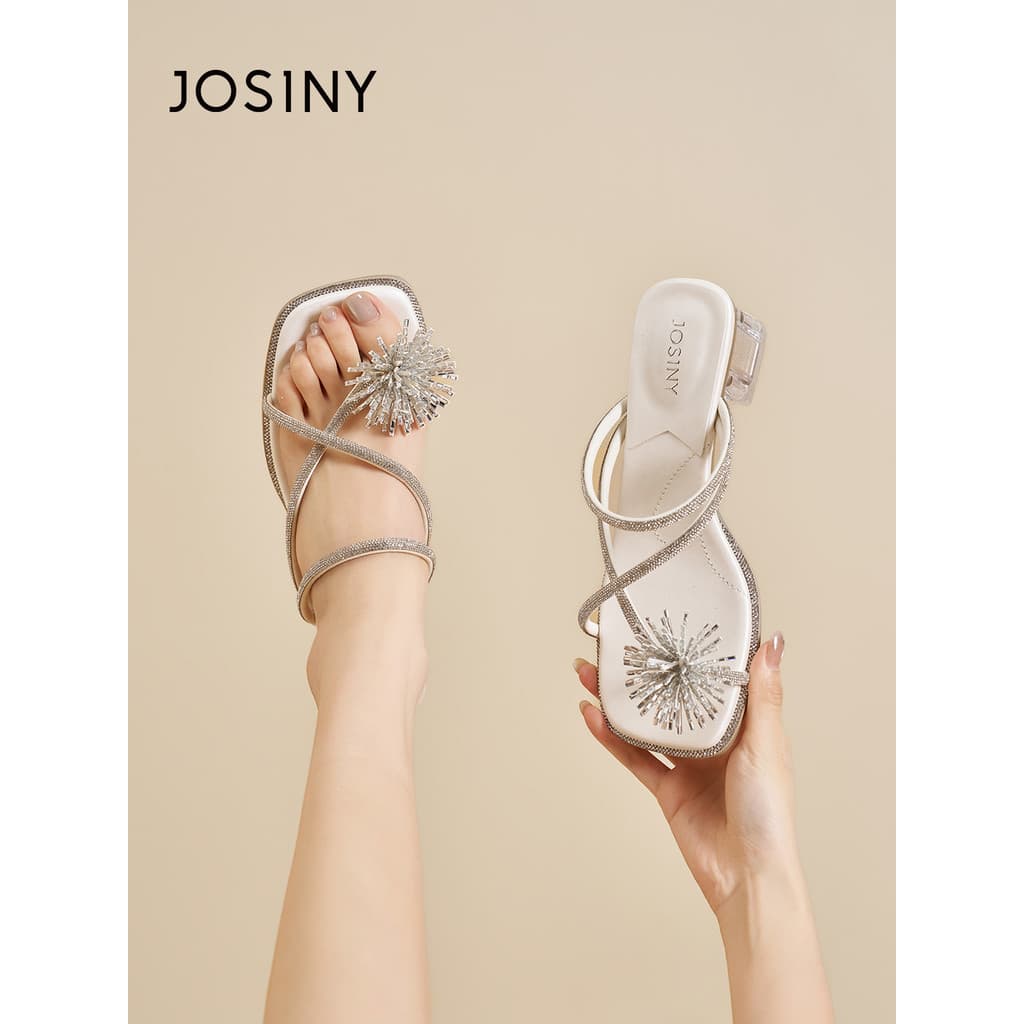Zhuosini strass flor Flip-Flops feminino exterior usar plana confortável All-Match sandálias chinelos 2026 verão novo es