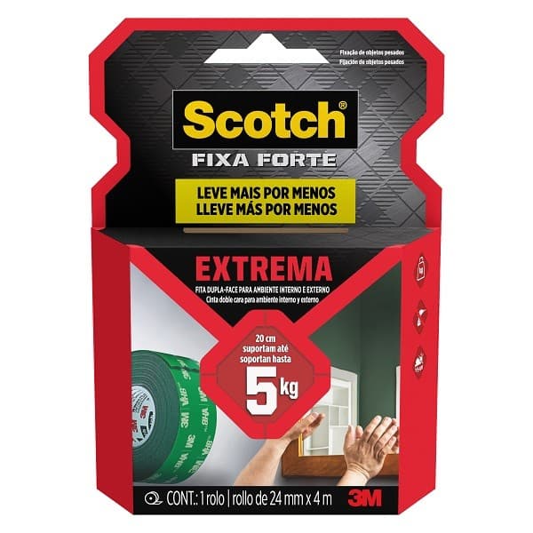 Fita Dupla Face Fixa Forte Extrema 3M 24MM X 4M