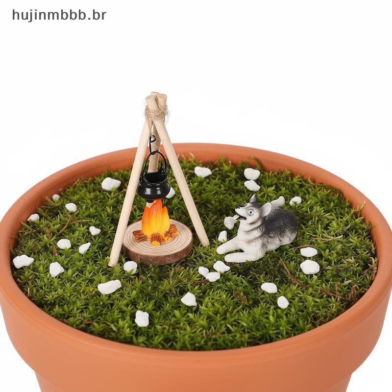 huji Mini Decoração De Casa De Bonecas De Natal , Estatueta De Cena De Fogueira De Acampamento , Modelo Realista Para Ja