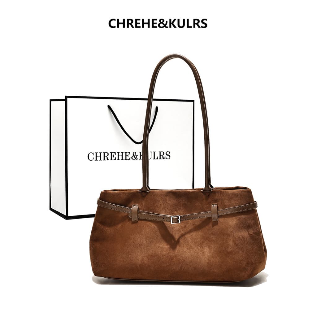 CHREHE & KULRS High-End Retro Camurça Bolsa Feminina 2026 Novo Estilo Bolsa Commuter Bolsa de Ombro Bolsa Mensageiro