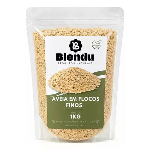 Aveia em Flocos Finos Blendu 250g 500g 1kg 100% Natural para Receitas e Alimentação