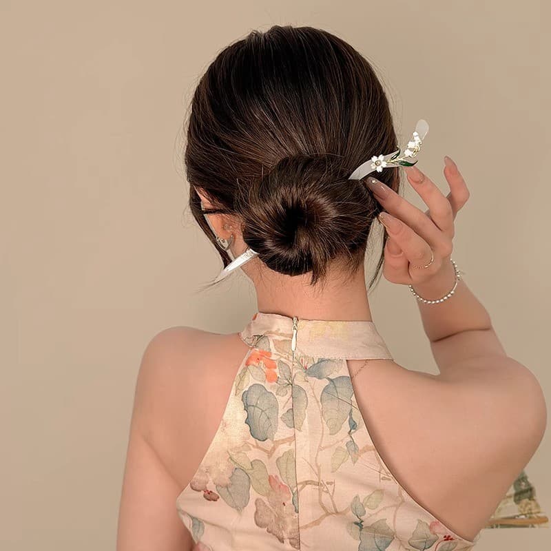 Super fada lírio do vale hairpin feminino verão volta cabeça placa hairpin estilo antigo com Cheongsam Hanfu hairpin Hea