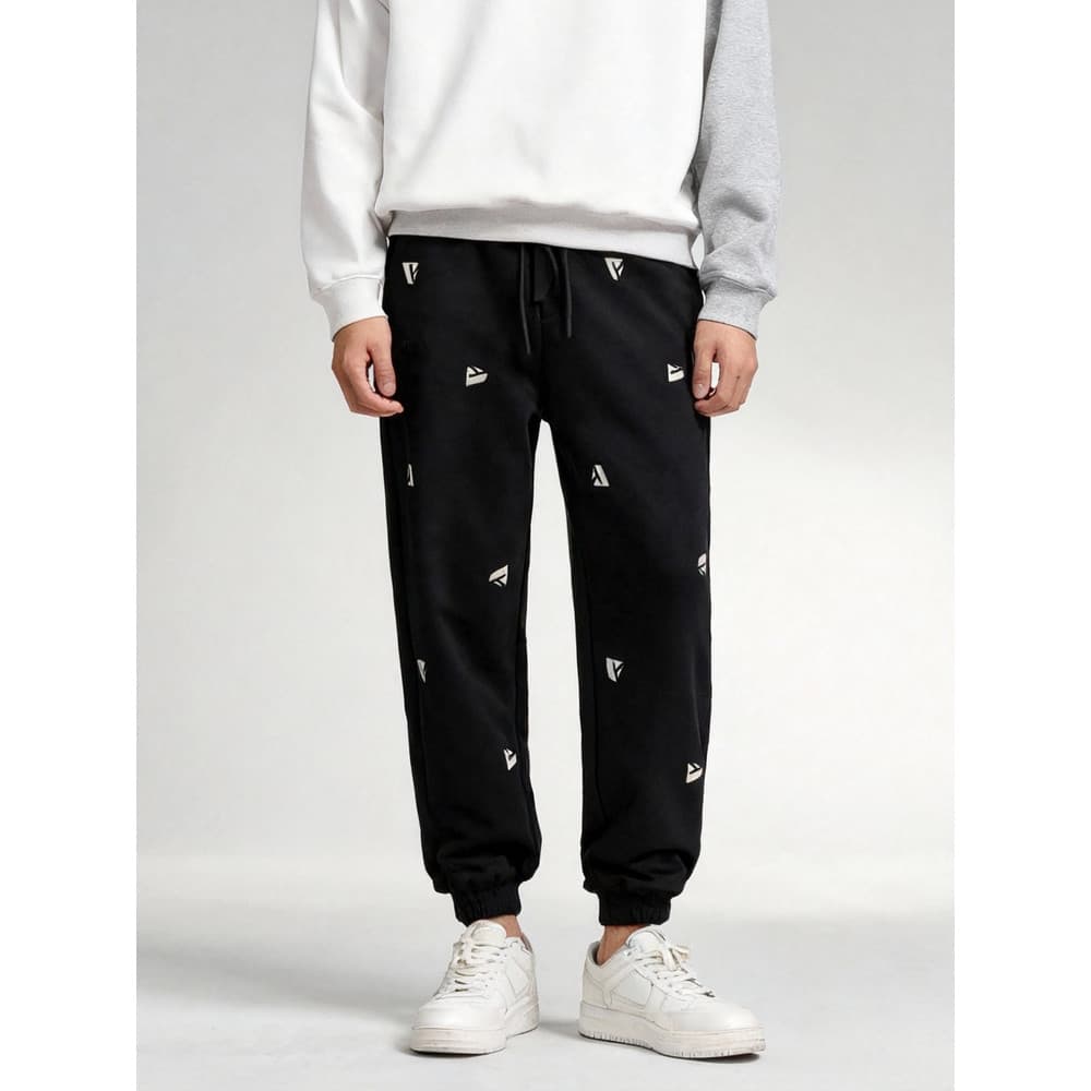 Calça de moletom masculina estilo inverno, calça de moletom de perna estreita bordada na moda, calça justa, calça Casual