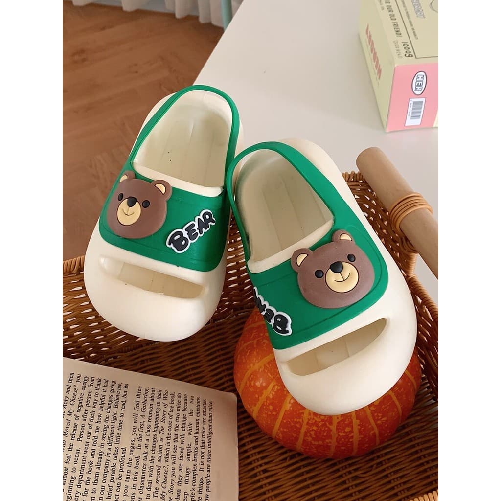 Confortável sola macia antiderrapante eva férias das crianças sapatos de praia verão ins influenciador bonito urso menin