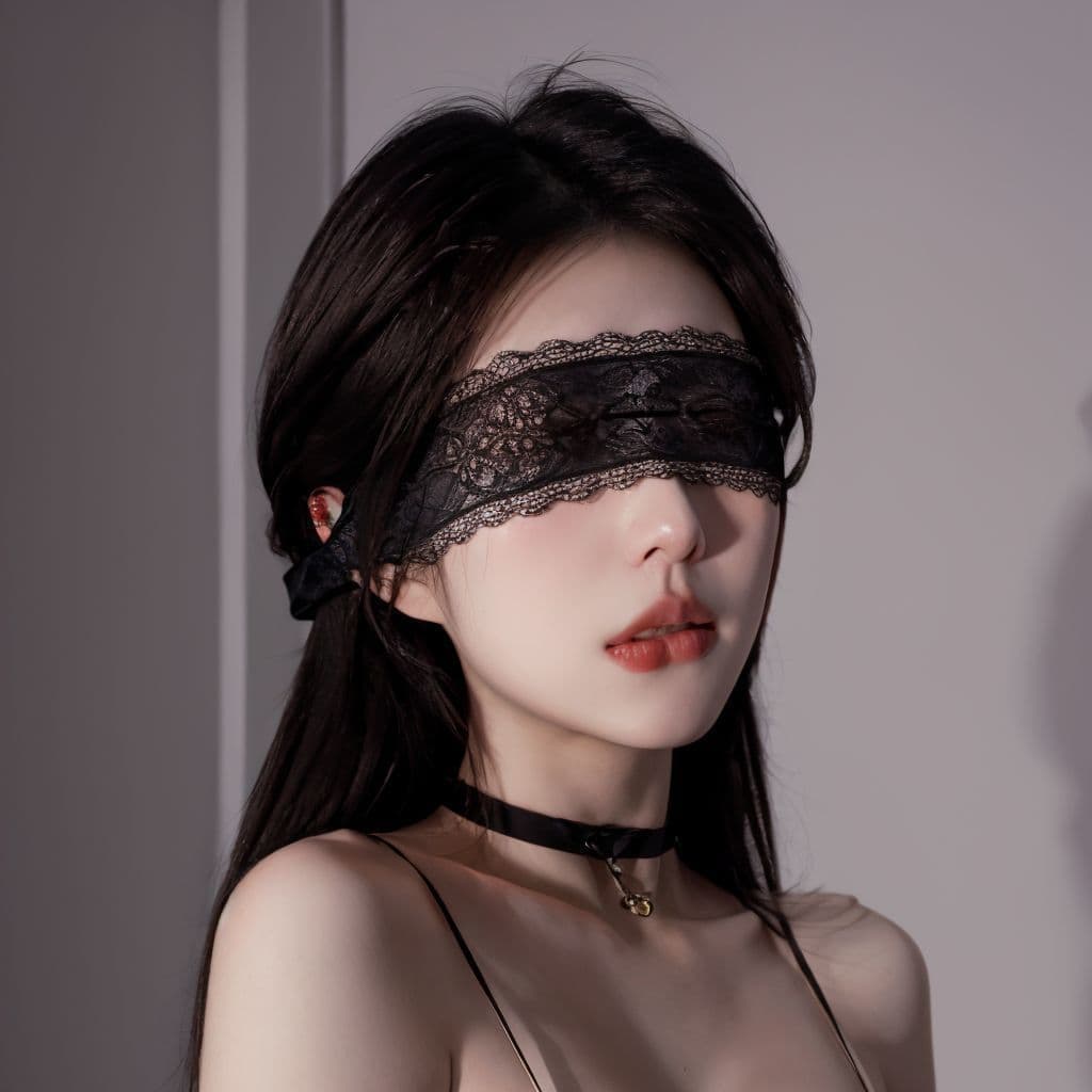 Máscara de olho feminina renda puro desejo preto renda borda máscara de olho estilo abstinência sombreamento sono oco vé