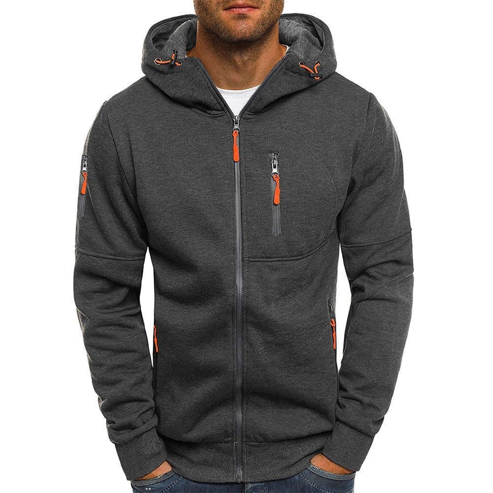 Cross-Border novo estilo Plus Size masculino outono inverno esportes Casual braço zíper moletom Cardigan jaqueta com cap