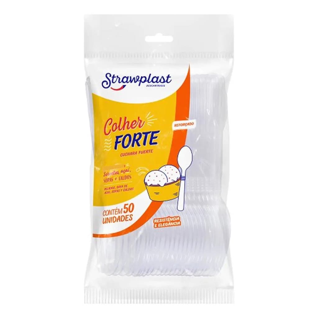 Colher Forte Cristal Strawplast C/50 Cod 243