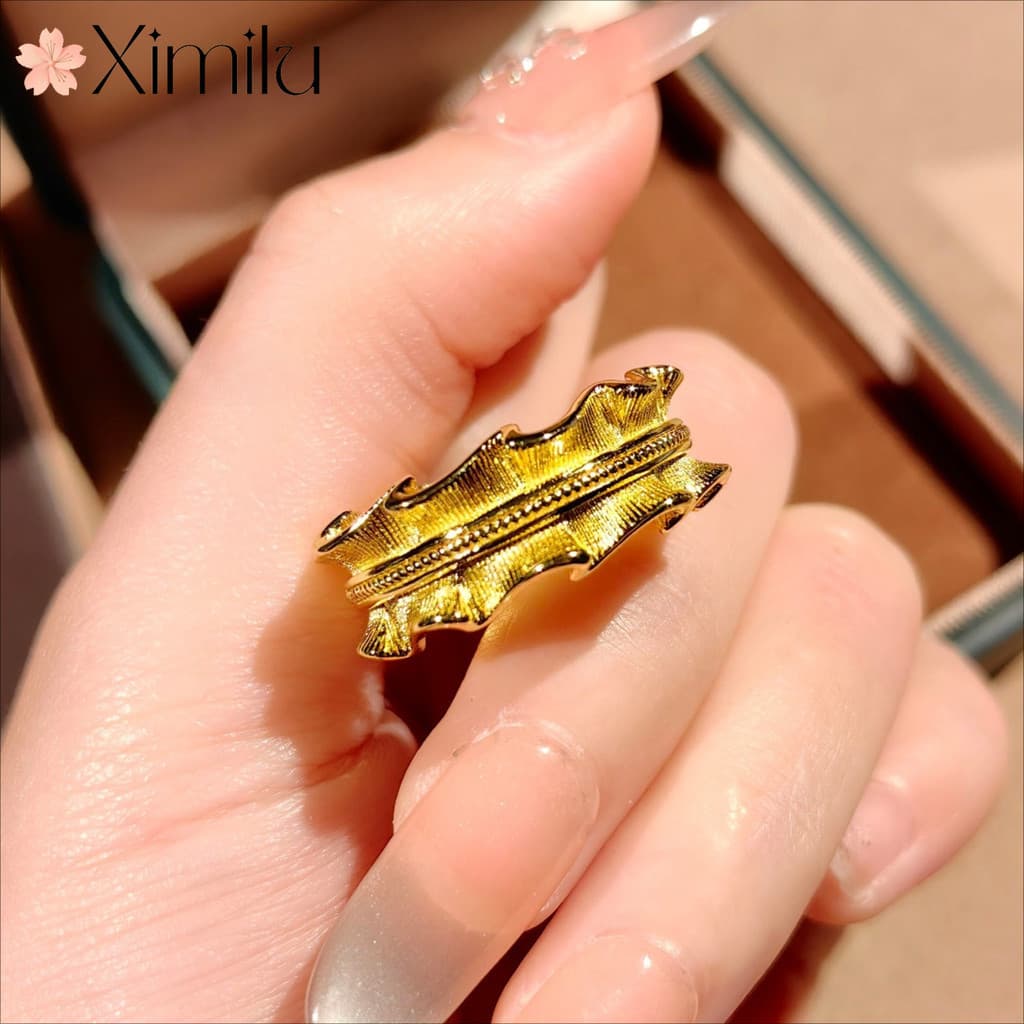 ❤ Original francês Retro quebrado anel de renda ouro feminino luz luxo nicho Design simples ouro mão escovado moda jóias