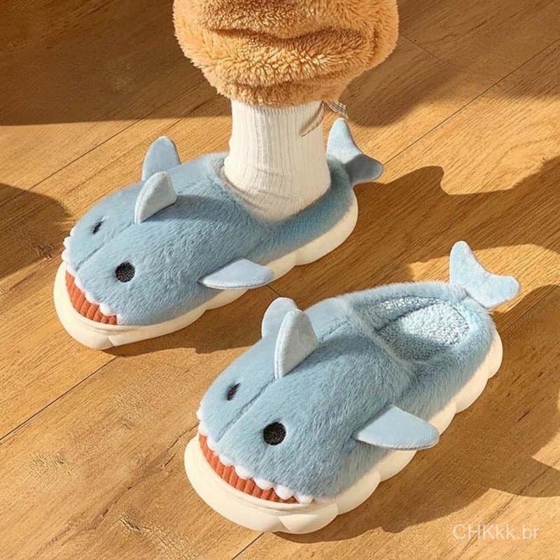 Chinelos De Pelúcia ADAMES Shark , Tubarões Nublados , Sapatos De Inverno Fofos Antiderrapantes