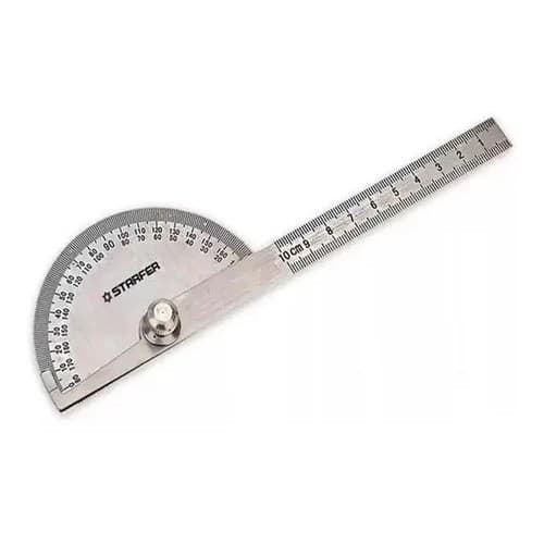 Transferidor em Aço Inox 180° Graus com Régua 10cm Starfer Ferramenta para Medições Precisas SB