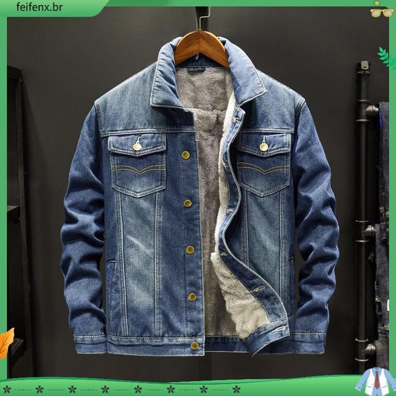 Homens E # 39jaqueta Jeans Plus Size , Acolchoada L12014 (Azul/Claro/Verde)