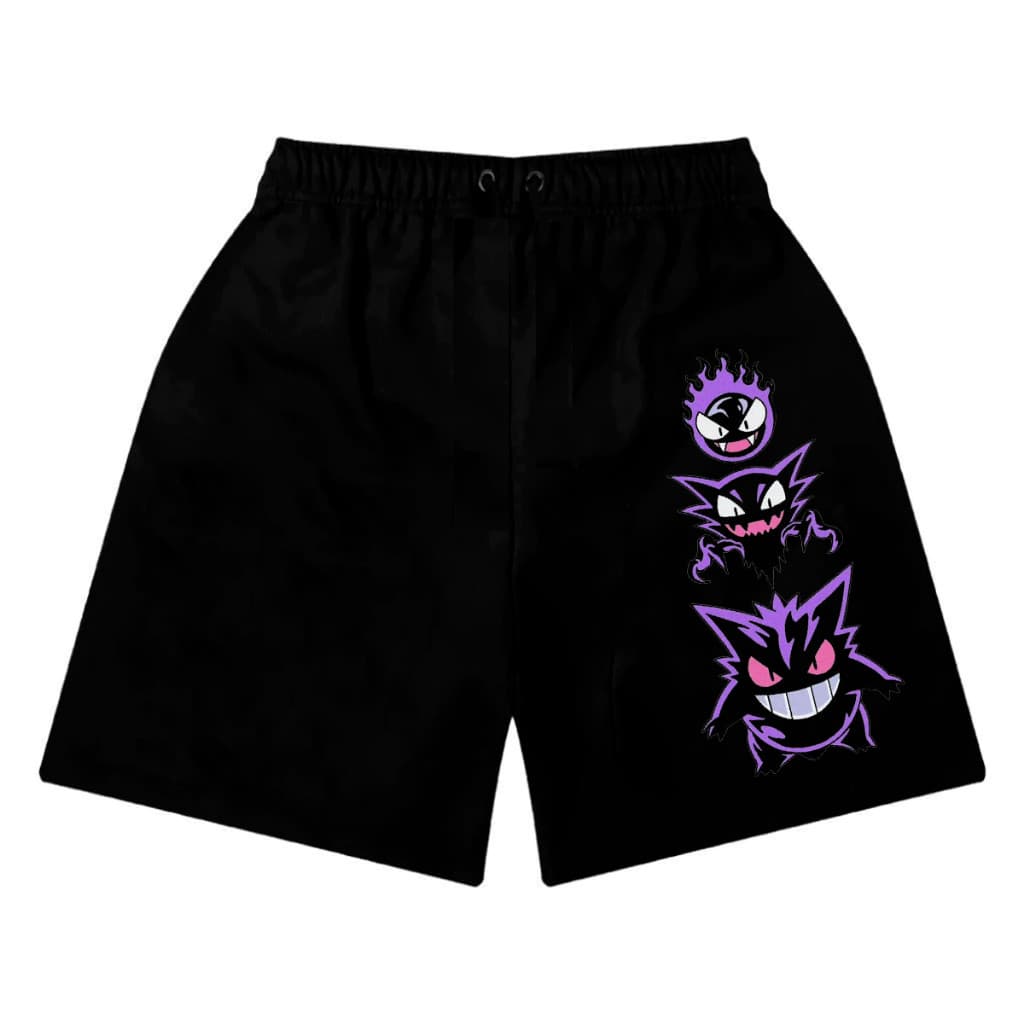 Short Bermuda de Moletom Pokemon Gastly Haunter Gengar Anime Streetwear