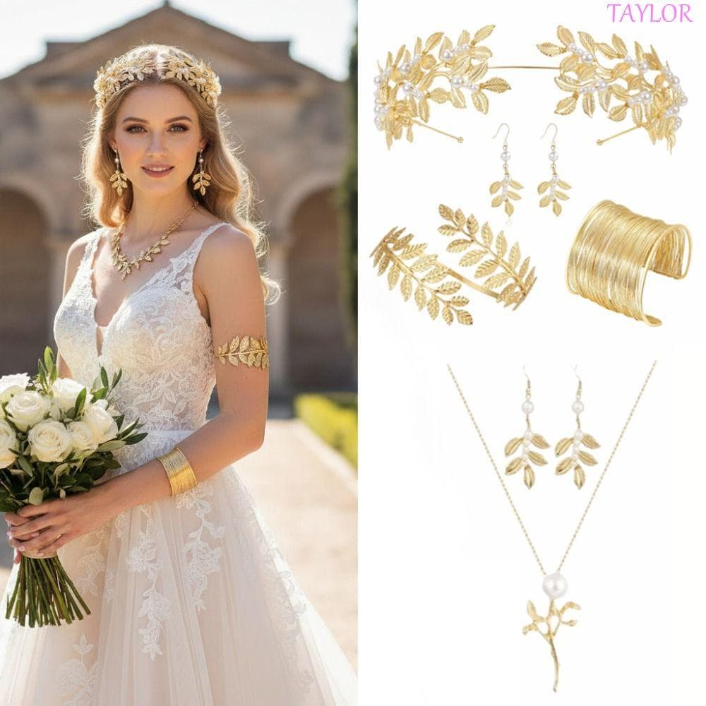 Conjunto De Joias Femininas De Casamento TAYLOR , Brincos De Noiva , De Cabelo Da Deusa Grega Barroca , Tiaras