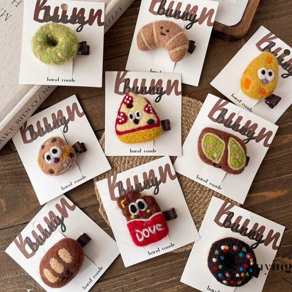 Grampo De Cabelo De Feltro De Lã De Pizza De Chocolate Bonito Dos Desenhos Animados Para Meninas