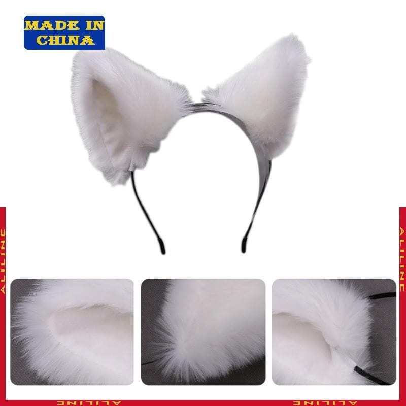 Gatos Longos Peludos Orelhas Fuzzy Cabelo Headwear Lobo Halloween Cosplays Traje Acessórios Para Argola