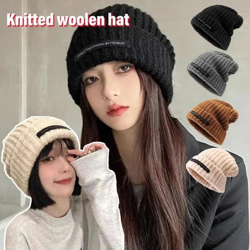 Inverno Gorros De Malha Chapéu Para Mulheres Baggy Desleixado Boné De Lã Sólida Moda Ao Ar Livre Quente Bonnet Capuzes F