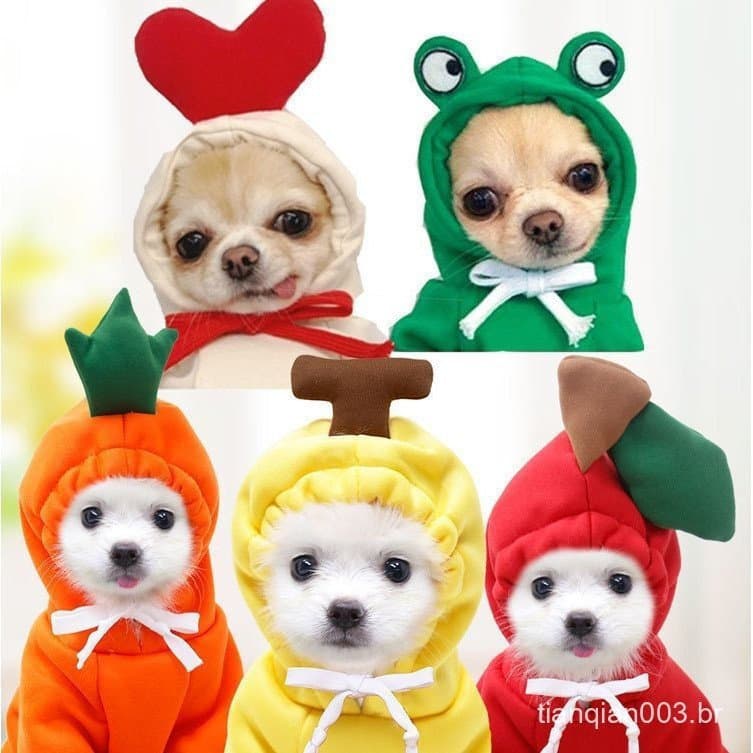 Moletom Com Capuz Para Cachorro De Desenho Animado Roupa De Inverno Cães Pequenos Jaqueta