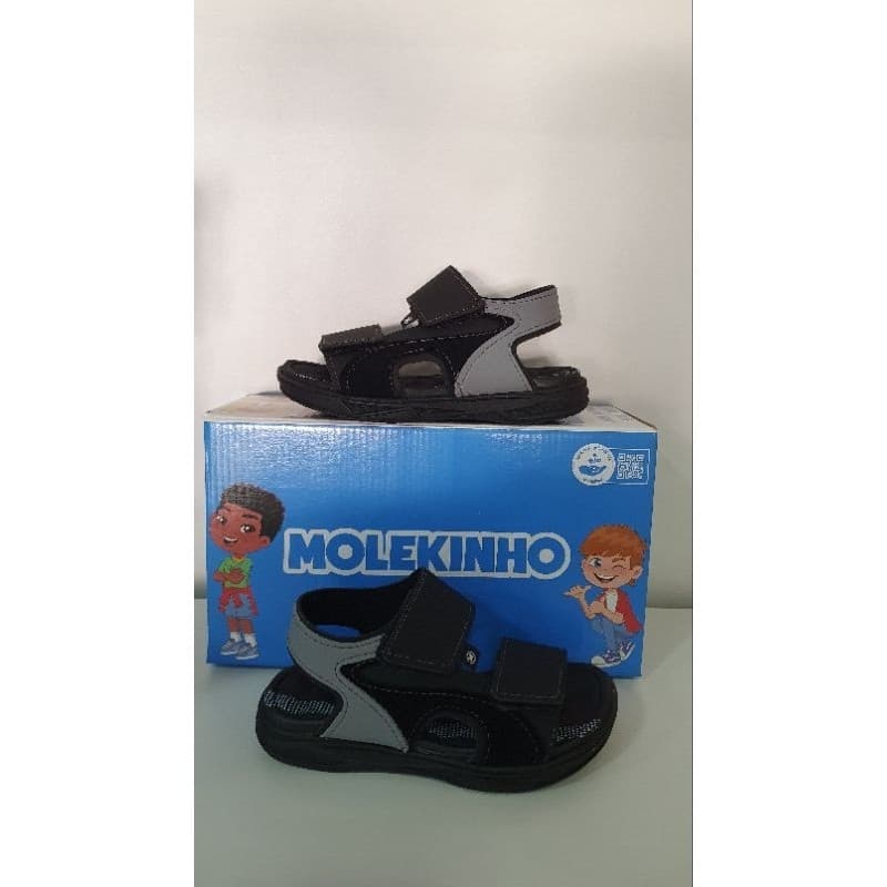 Sandália Papete Infantil Molekinho 2472745 Menino Confortável Leve com Velcro Solado Antiderrapante Original Casual