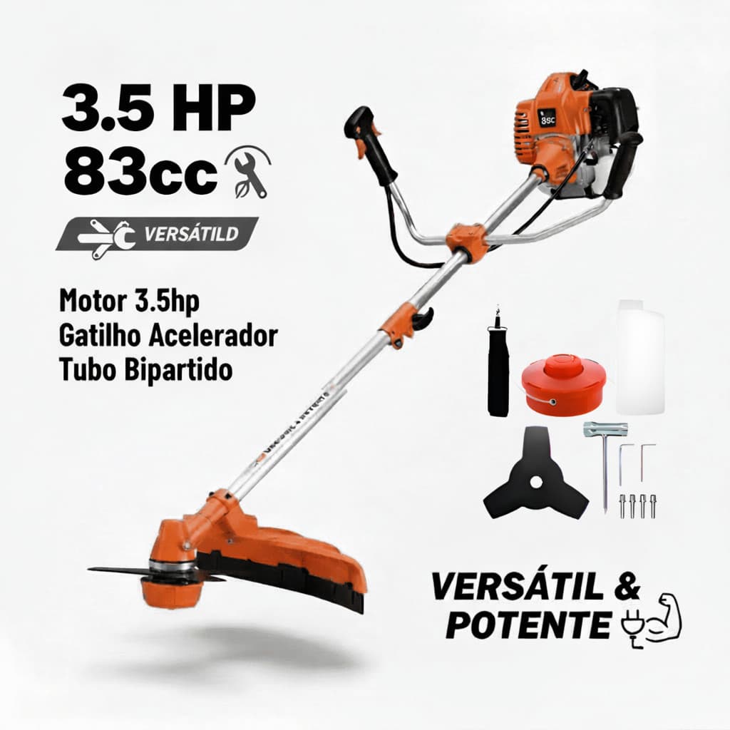 Roçadeira Aparador De Grama 83CC - 3.5hp Cortador Grama a Gasolina KASAC Alta Performace