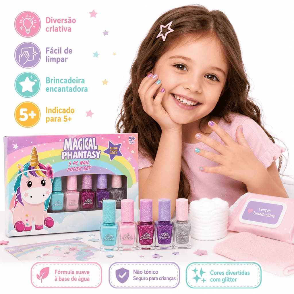 Kit de Esmaltes Infantil Magical Phantasy  Brilho e Magia