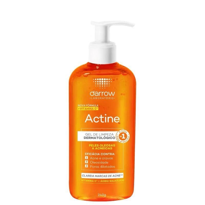 Darrow Actine Gel de Limpeza Facial 240ml Original Pele Oleosa e Acneica Controle de Oleosidade