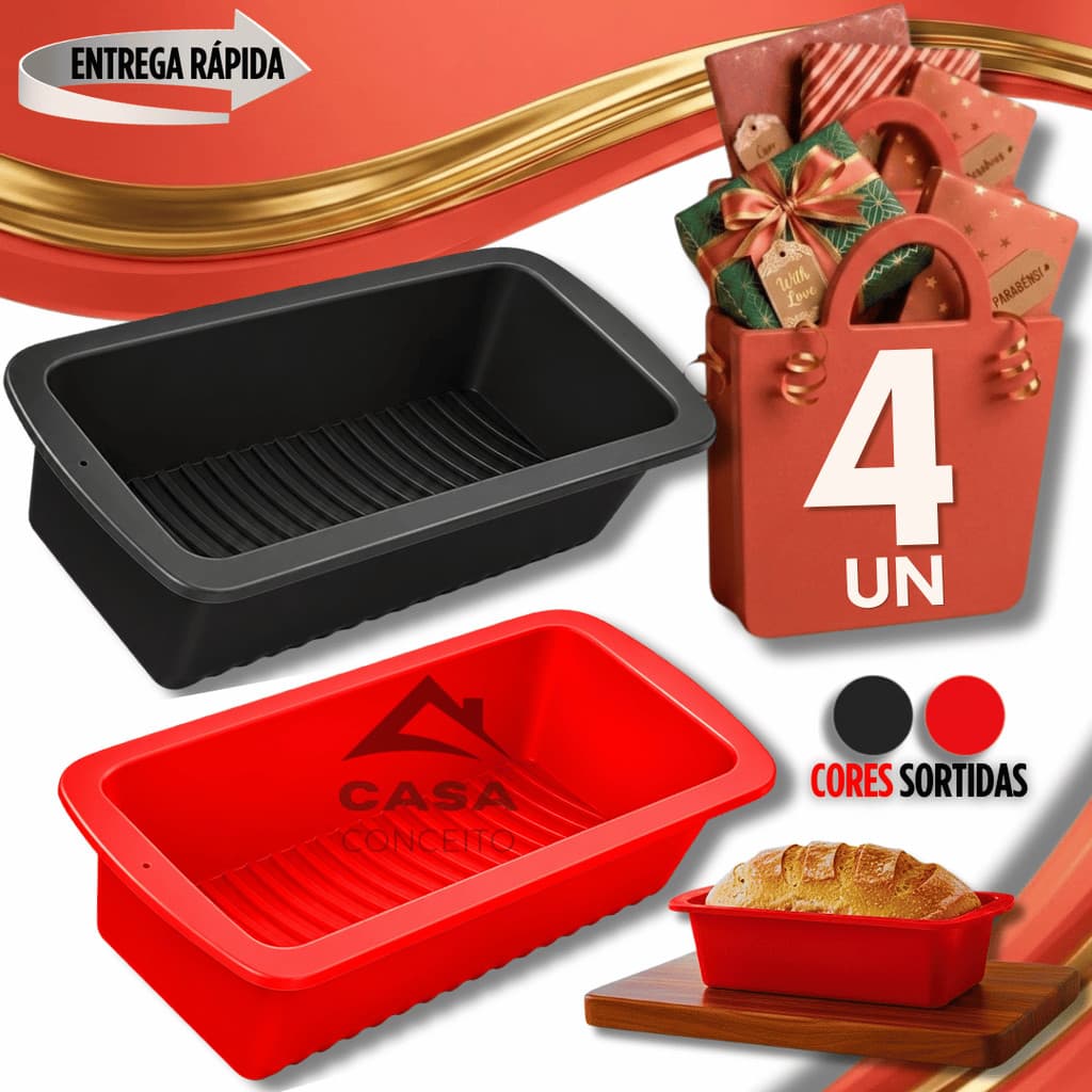 Jogo Forma Pão Silicone Antiaderente Pão Bolo Inglês Assadeira Retangular Cor Sortidas Assadeira Prática