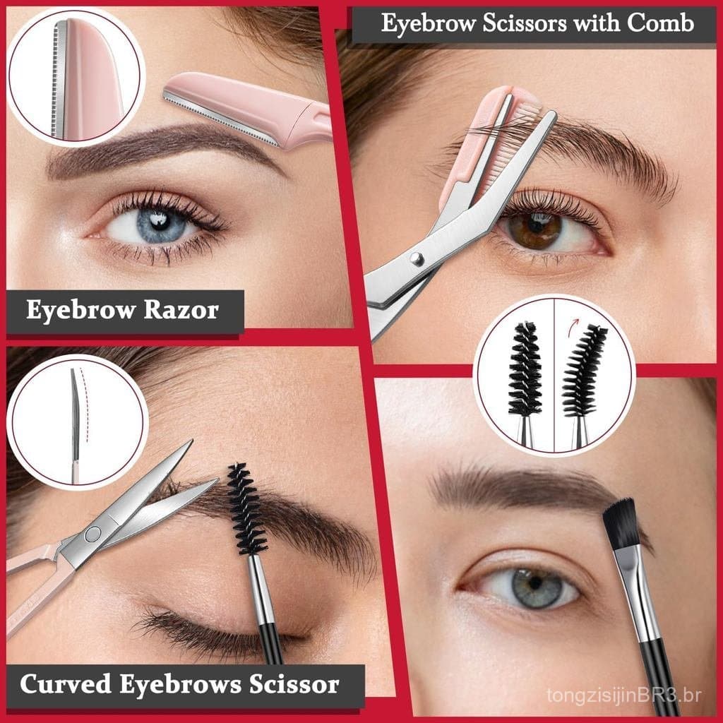 Pinças TsMADDTs para pelos faciais femininos, kit de sobrancelhas 8 em 1 com pinças, tesoura aparadora de sobrancelhas,