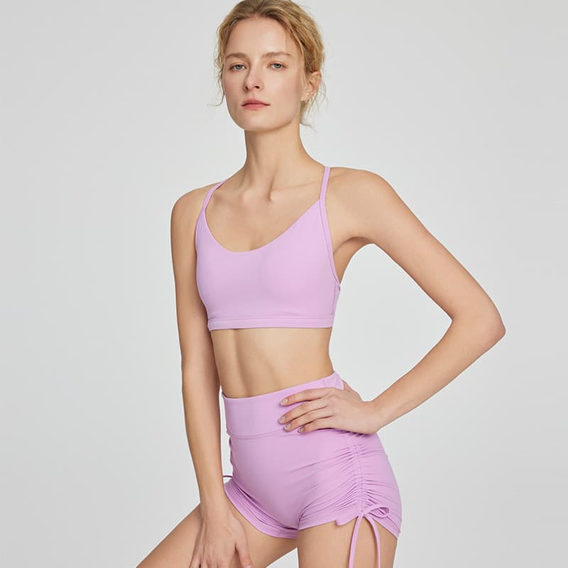 Roupas de Yoga femininas alça de ombro fina copo fixo roupa interior cruz volta Pilates esportes sutiã de Fitness